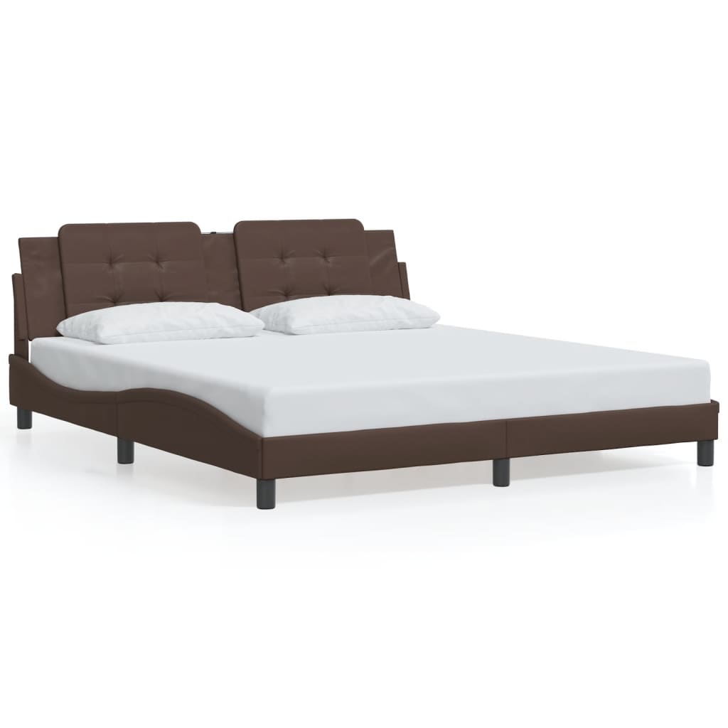 Cadre de lit sans matelas marron 180x200 cm similicuir