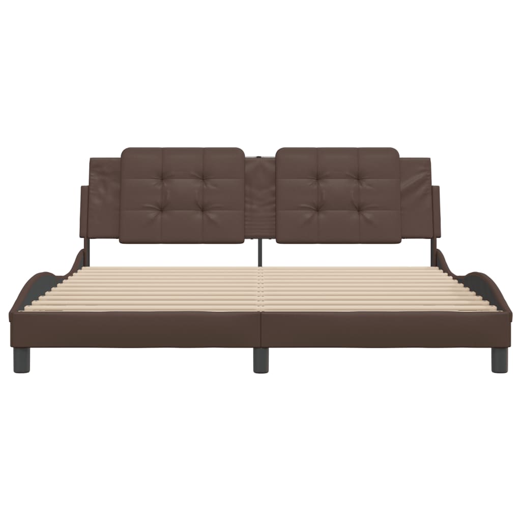 Cadre de lit sans matelas marron 180x200 cm similicuir