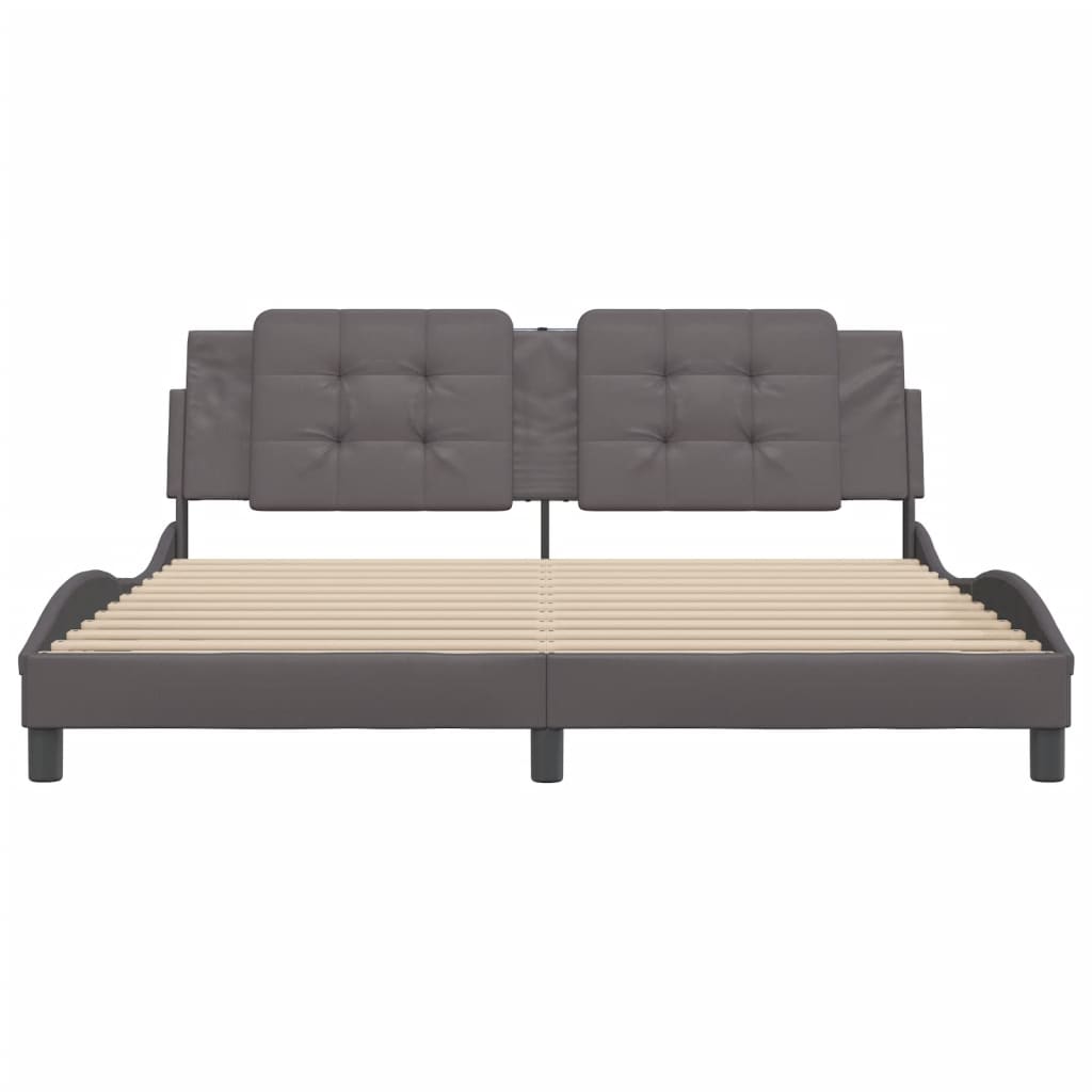 Cadre de lit sans matelas gris 180x200 cm similicuir