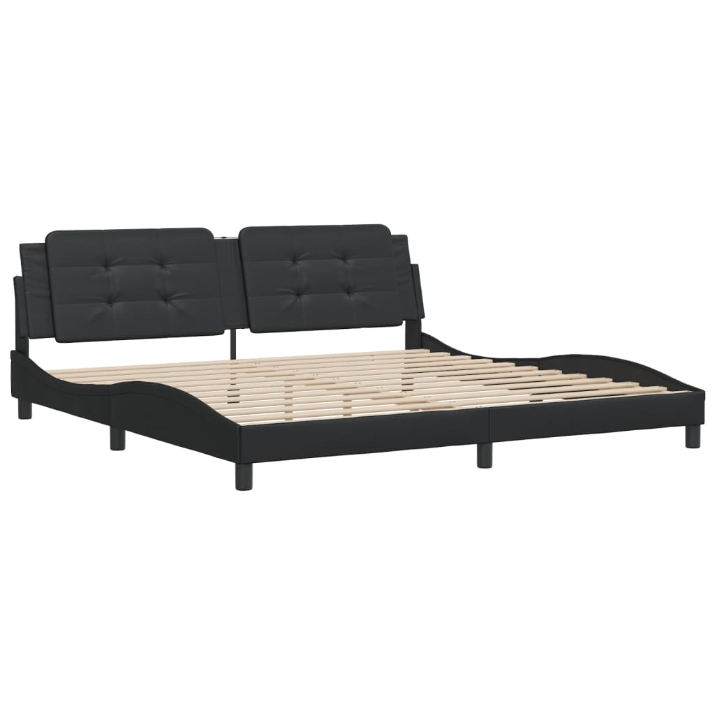 Cadre de lit sans matelas noir 200x200 cm similicuir