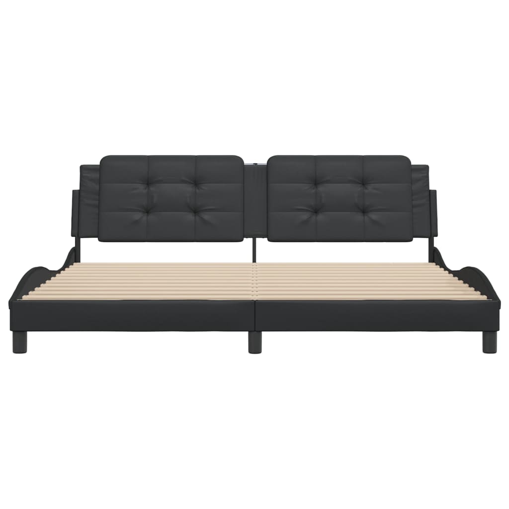 Cadre de lit sans matelas noir 200x200 cm similicuir