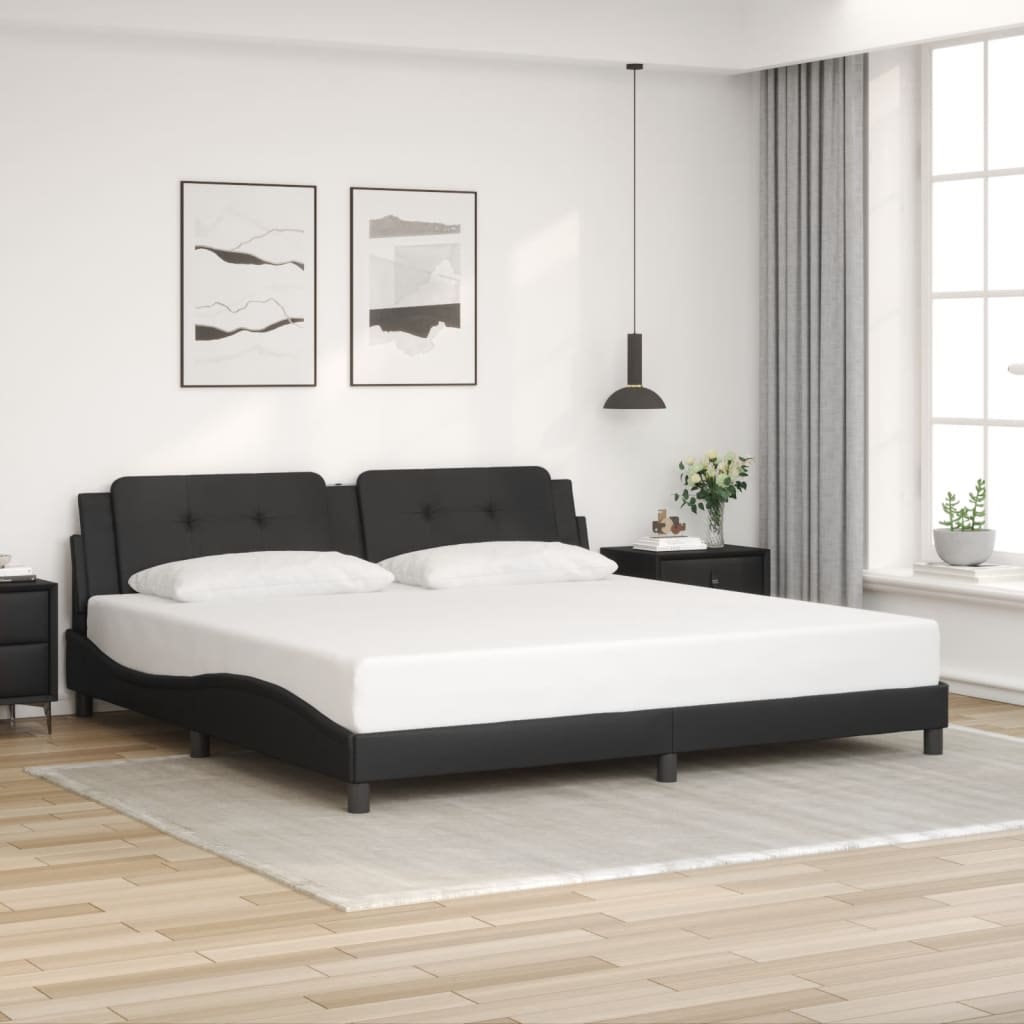 Cadre de lit sans matelas noir 200x200 cm similicuir