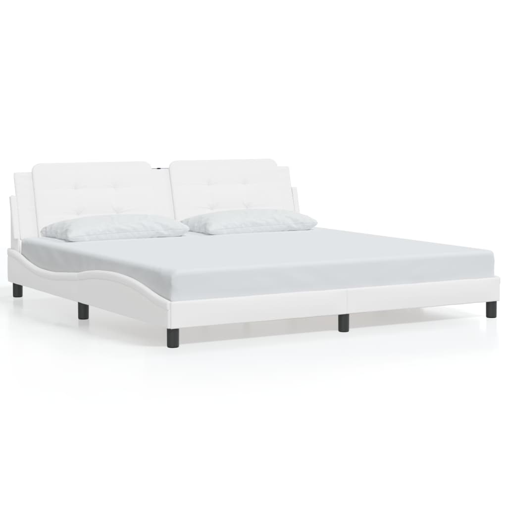 Cadre de lit sans matelas blanc 200x200 cm similicuir