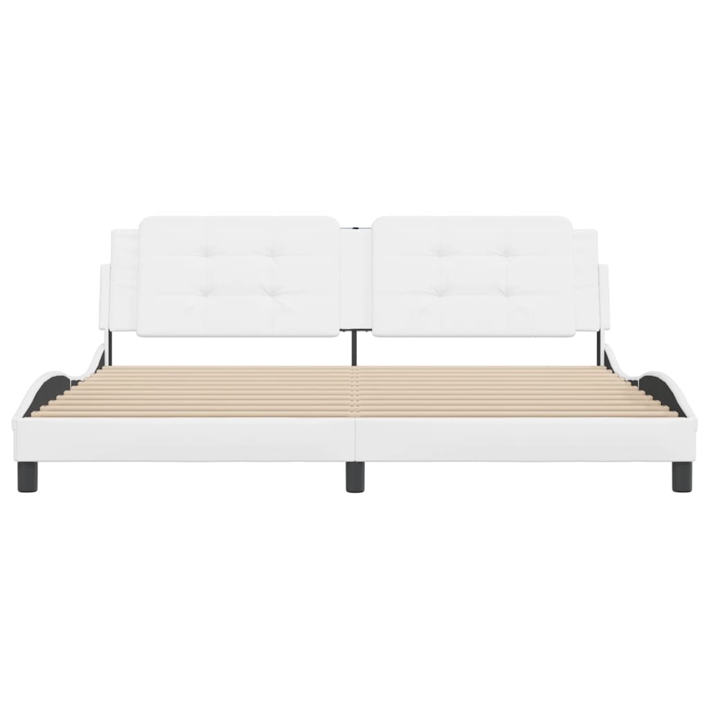 Cadre de lit sans matelas blanc 200x200 cm similicuir