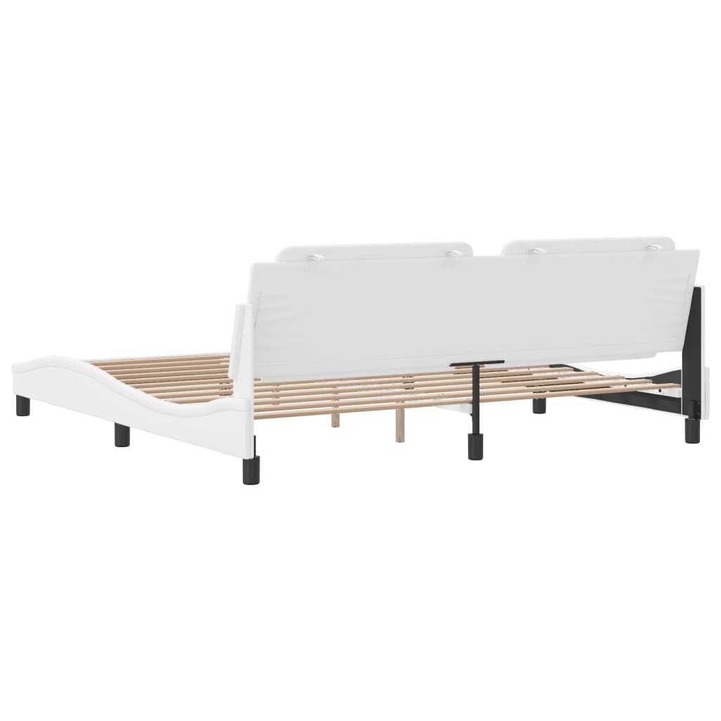 Cadre de lit sans matelas blanc 200x200 cm similicuir