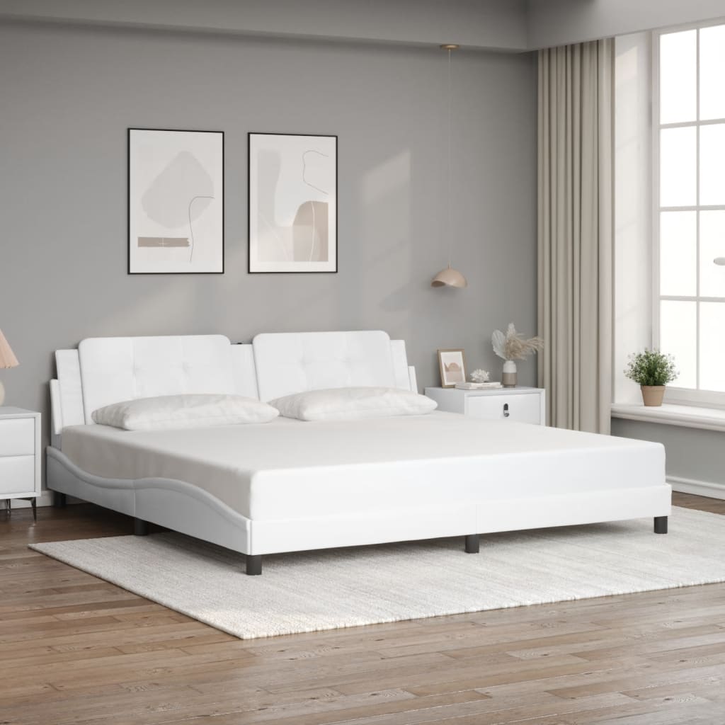 Cadre de lit sans matelas blanc 200x200 cm similicuir