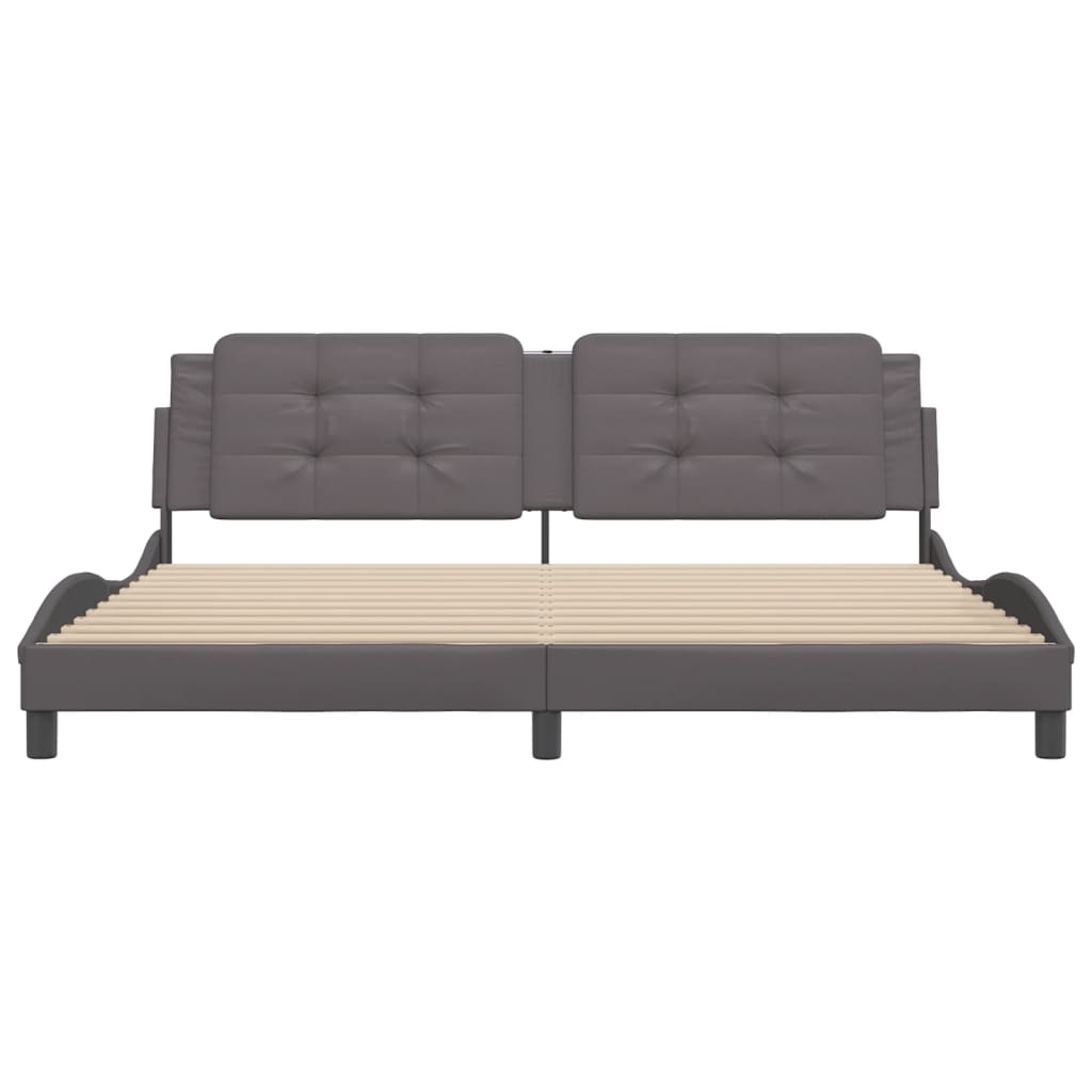 Cadre de lit sans matelas gris 200x200 cm similicuir