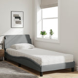 Lit avec matelas gris clair 80x200 cm tissu