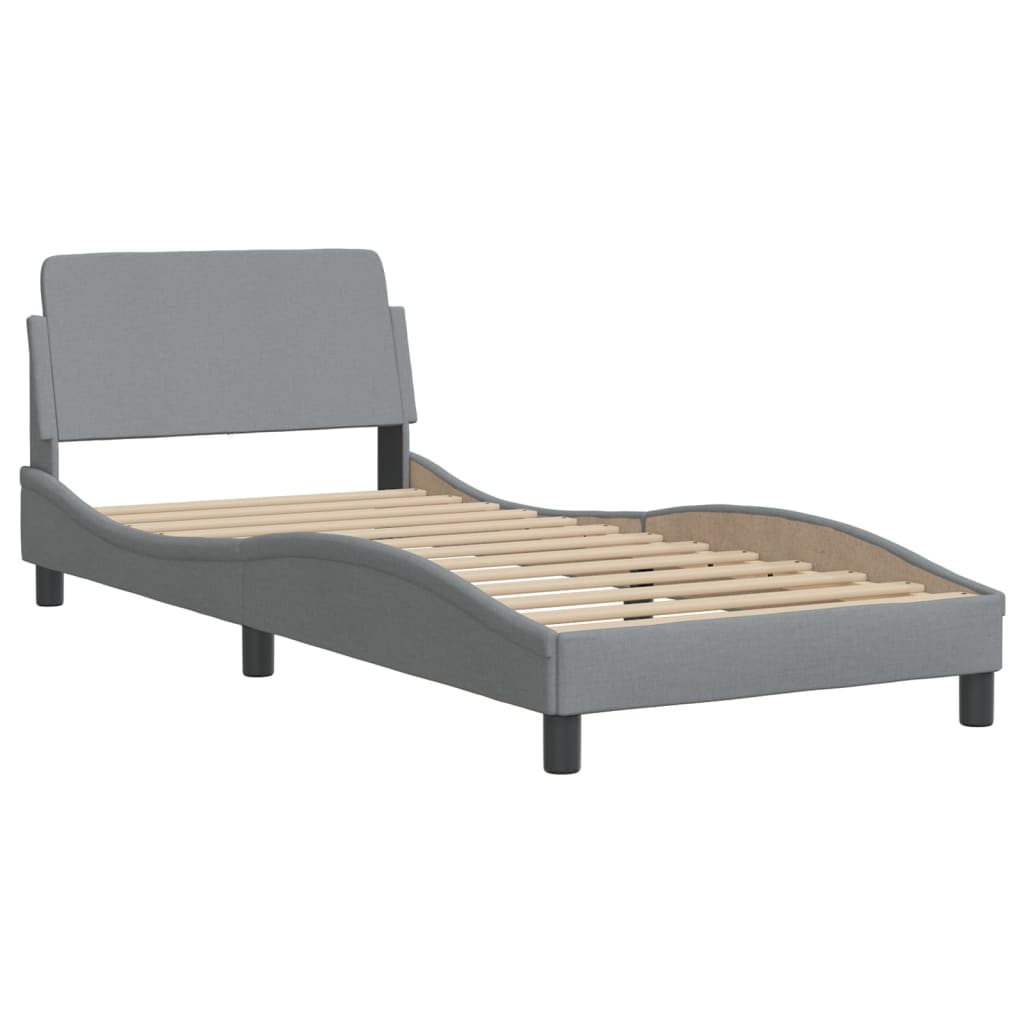 Lit avec matelas gris clair 80x200 cm tissu