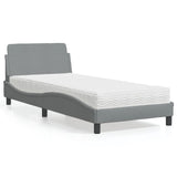 Lit avec matelas gris clair 80x200 cm tissu