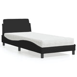 Lit avec matelas noir 80x200 cm tissu