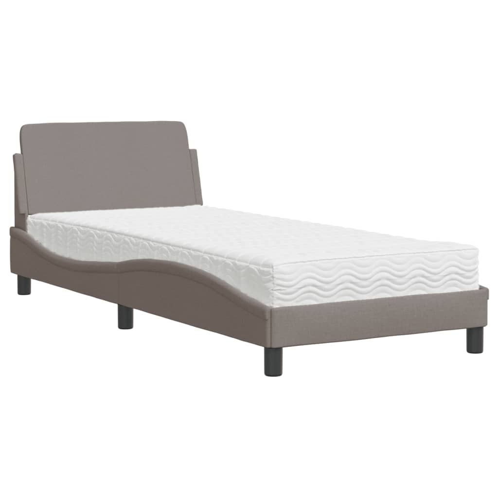 Lit avec matelas taupe 80x200 cm tissu