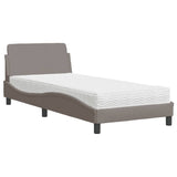 Lit avec matelas taupe 80x200 cm tissu