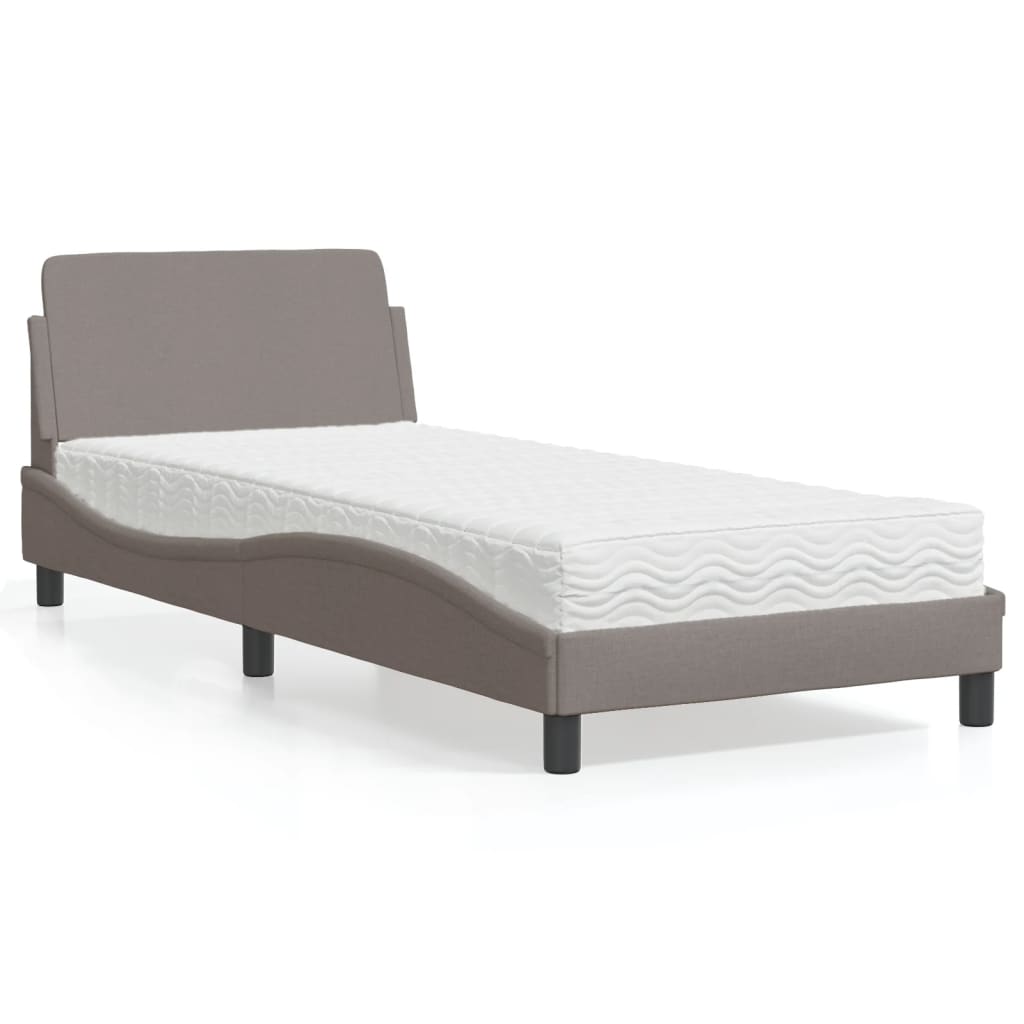 Lit avec matelas taupe 80x200 cm tissu