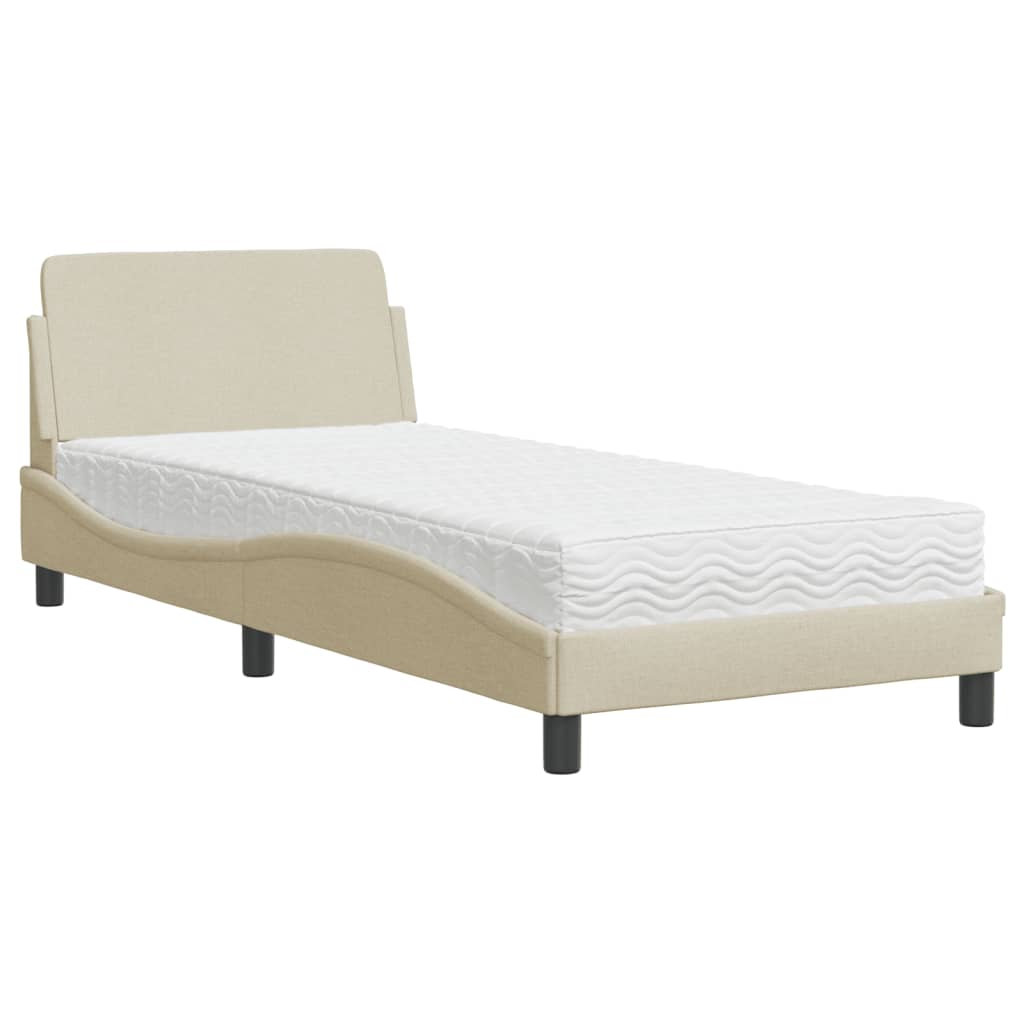 Lit avec matelas crème 80x200 cm tissu