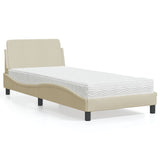 Lit avec matelas crème 80x200 cm tissu