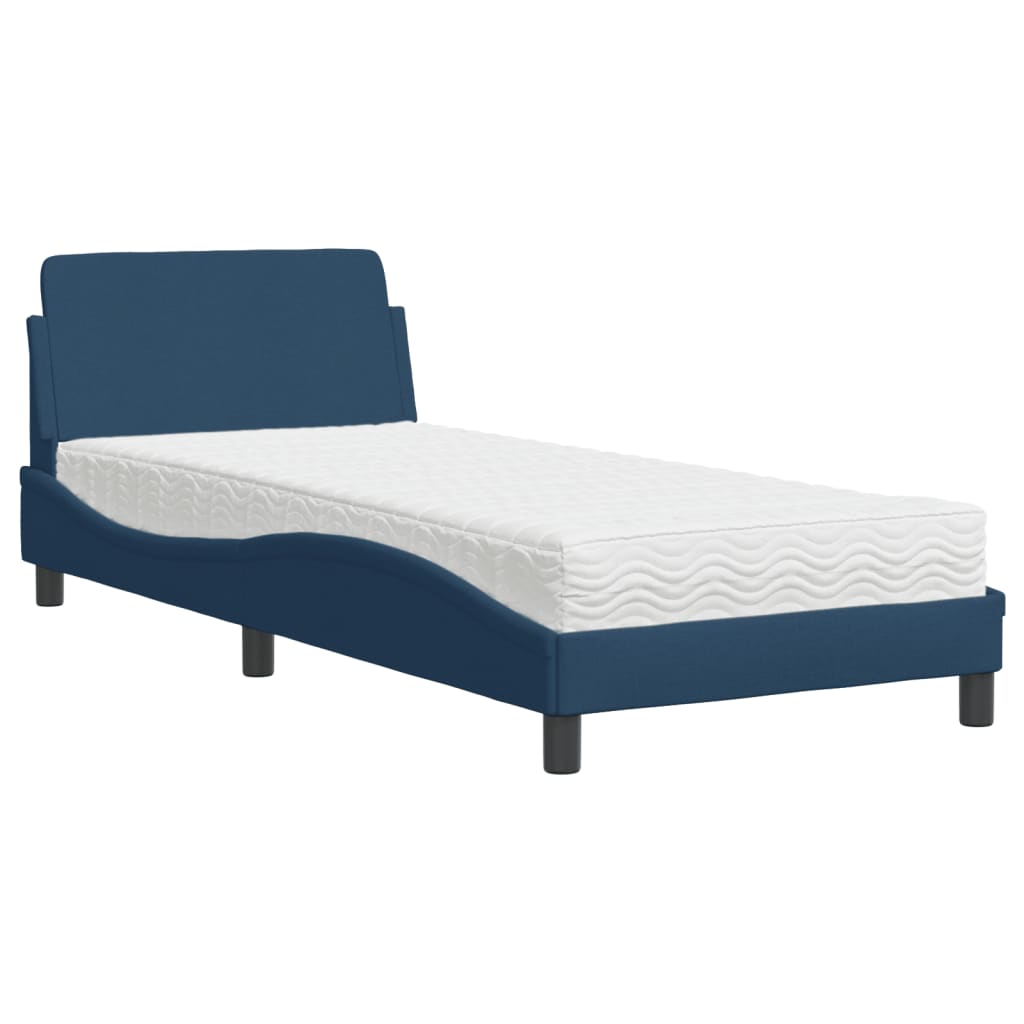 Lit avec matelas bleu 80x200 cm tissu