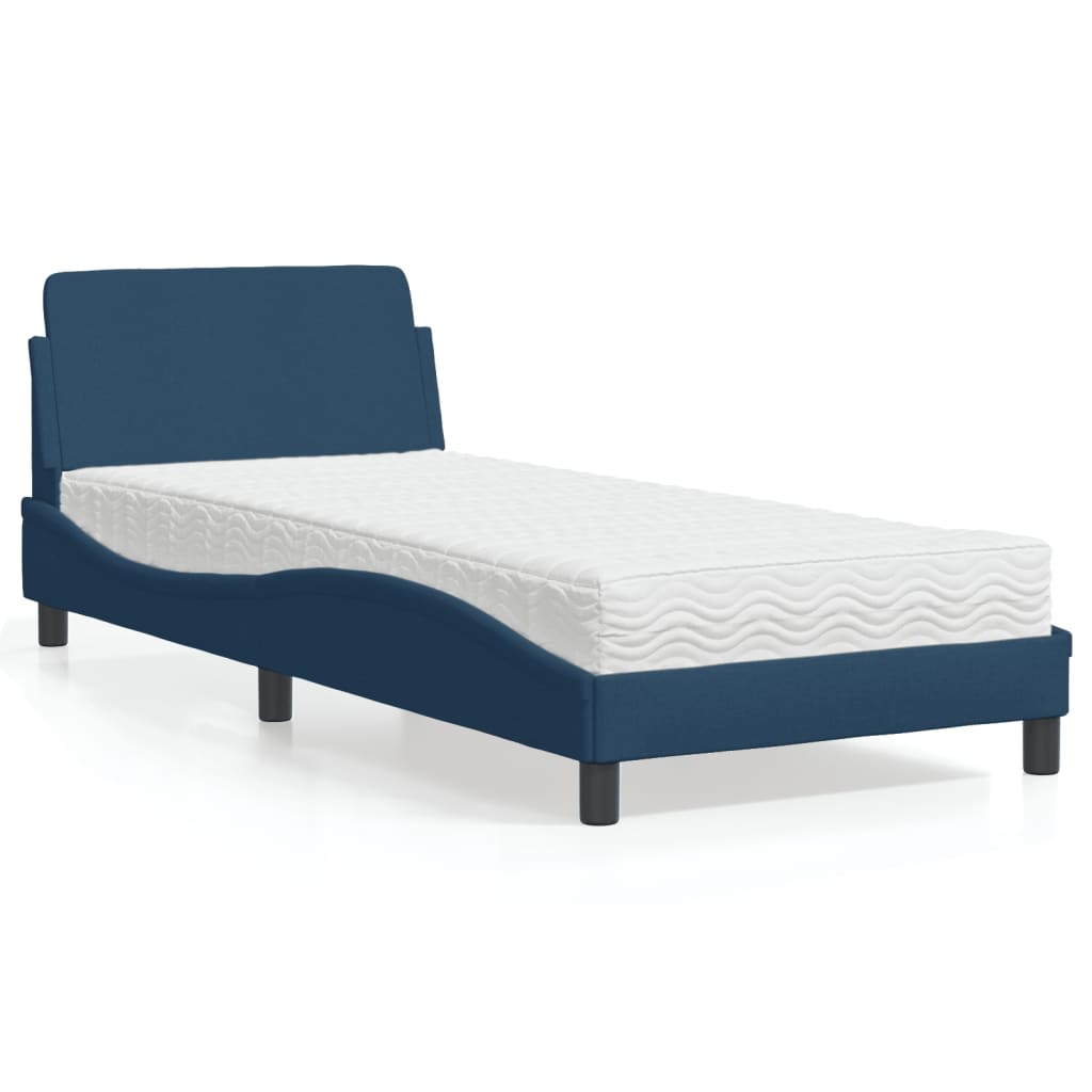 Lit avec matelas bleu 80x200 cm tissu