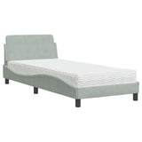 Lit avec matelas gris clair 80x200 cm velours