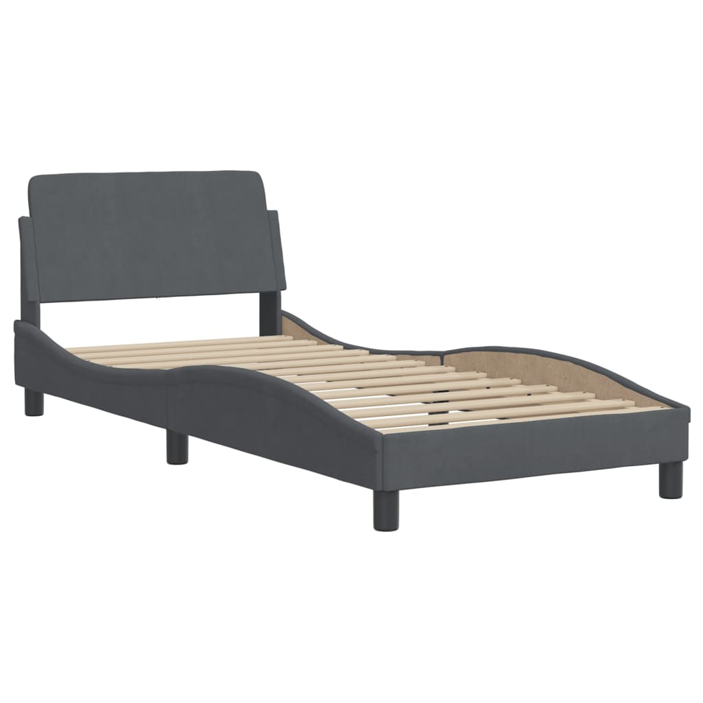 Bed with dark gray mattress 80x200 cm velvet