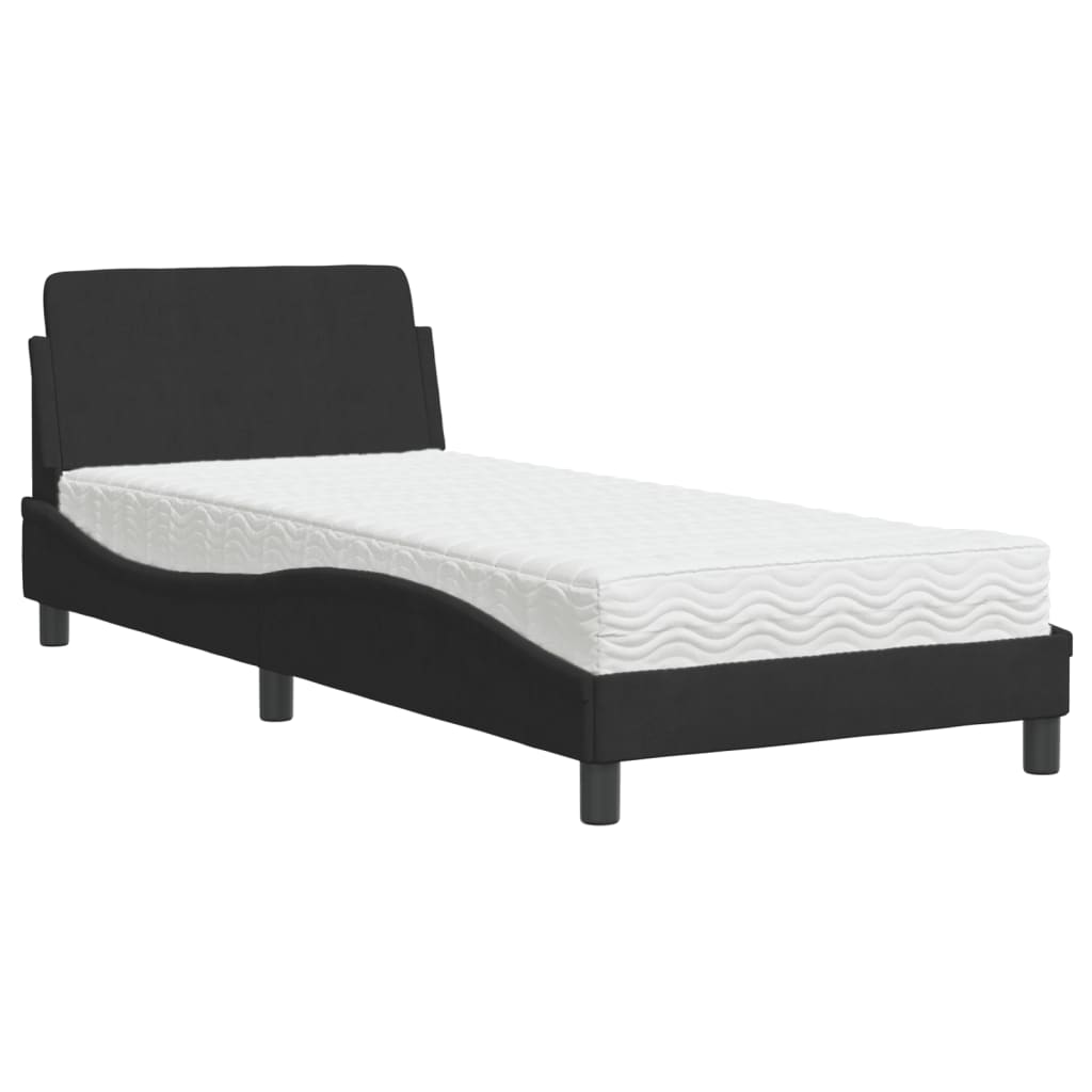 Lit avec matelas noir 80x200 cm velours