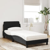 Lit avec matelas noir 80x200 cm velours