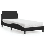 Bed with black mattress 80x200 cm imitation leather