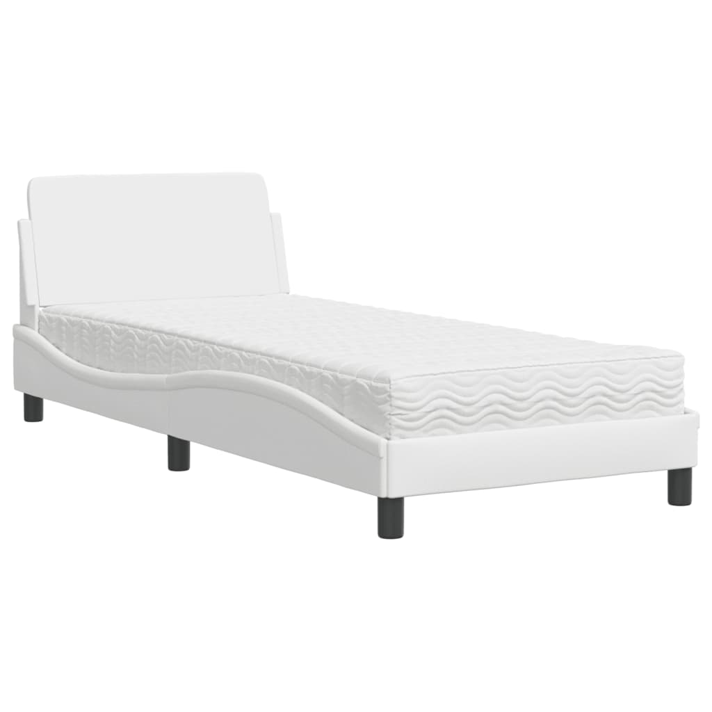 Lit avec matelas blanc 80x200 cm similicuir