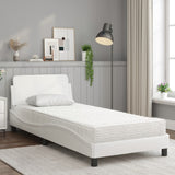 Lit avec matelas blanc 80x200 cm similicuir