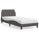 Lit avec matelas gris 80x200 cm similicuir