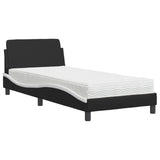 Lit avec matelas noir et blanc 80x200 cm similicuir