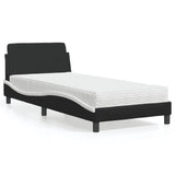 Lit avec matelas noir et blanc 80x200 cm similicuir