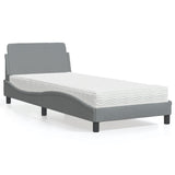 Lit avec matelas gris clair 90x190 cm tissu