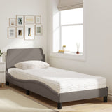 Lit avec matelas taupe 90x190 cm tissu