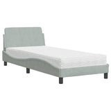 Lit avec matelas gris clair 90x190 cm velours