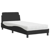 Lit avec matelas noir 90x190 cm velours