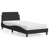 Lit avec matelas noir 90x190 cm velours