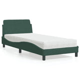 Lit avec matelas vert foncé 90x190 cm velours