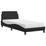 Lit avec matelas noir 90x190 cm similicuir