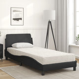 Lit avec matelas noir 90x190 cm similicuir