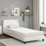 Lit avec matelas blanc 90x190 cm similicuir