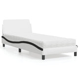 Lit avec matelas blanc et noir 90x190 cm similicuir