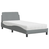 Lit avec matelas gris clair 90x200 cm tissu