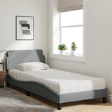 Lit avec matelas gris clair 90x200 cm tissu