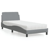 Lit avec matelas gris clair 90x200 cm tissu