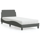 Lit avec matelas gris foncé 90x200 cm tissu