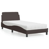 Lit avec matelas marron foncé 90x200 cm tissu