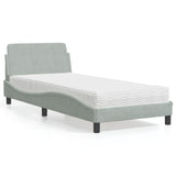 Lit avec matelas gris clair 90x200 cm velours