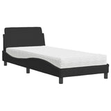 Lit avec matelas noir 90x200 cm velours