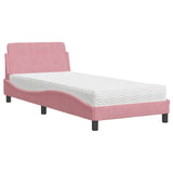 Lit avec matelas rose 90x200 cm velours